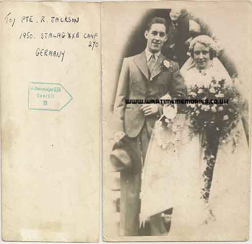 Ron's wedding photograph, sent to him by his wife Dorothy, whilst he was in the POW camp.